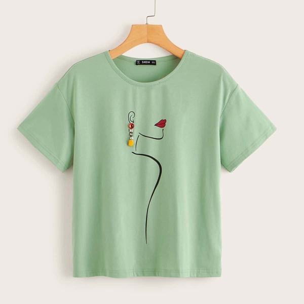 

Figure Print Beaded Top