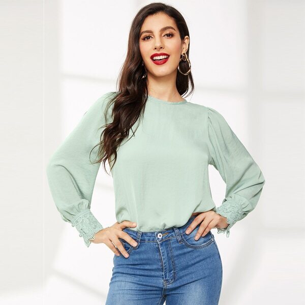 

Lace Cuff Bishop Sleeve Top