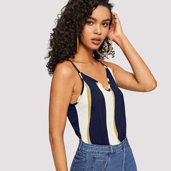 

Double V Neck Color-block Cami Top