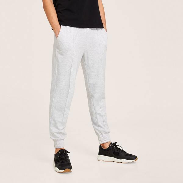 

Men Drawstring Waist Heather Knit Pants