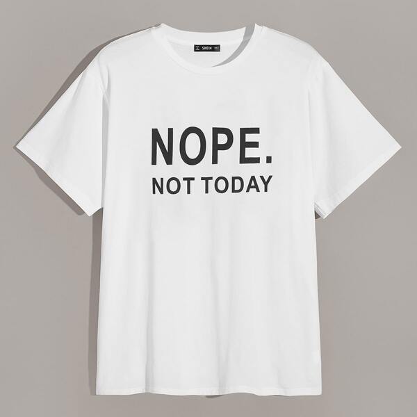 

Men Letter Print Round Neck Tee