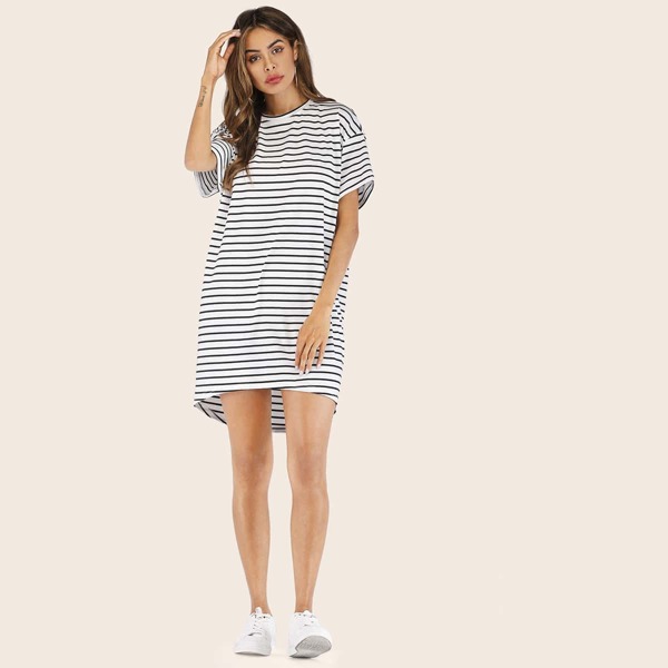 

Striped Drop Shoulder Tee Dress