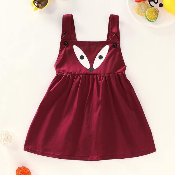 

Toddler Girls Cartoon Print Pinafore Dress