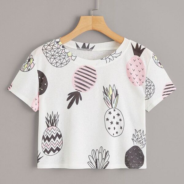 

Fruit Print Crop Tee, Multicolor