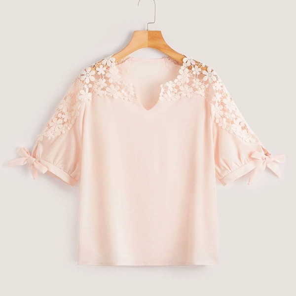 

Plus Hollow Out Crochet Blouse