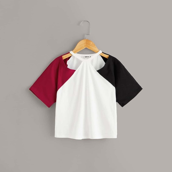 

Girls Cutout Colorblock Raglan Sleeve Top