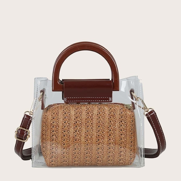 

Clear Satchel Bag With Inner Clutch