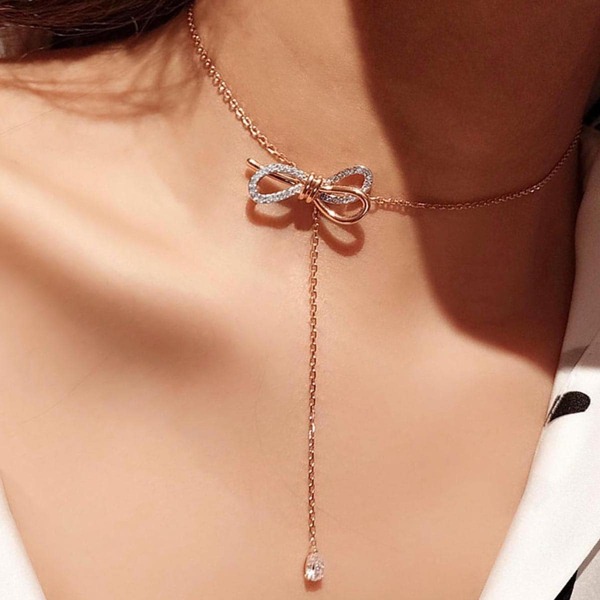

Bow Detail Lariat Necklace 1pc, Gold
