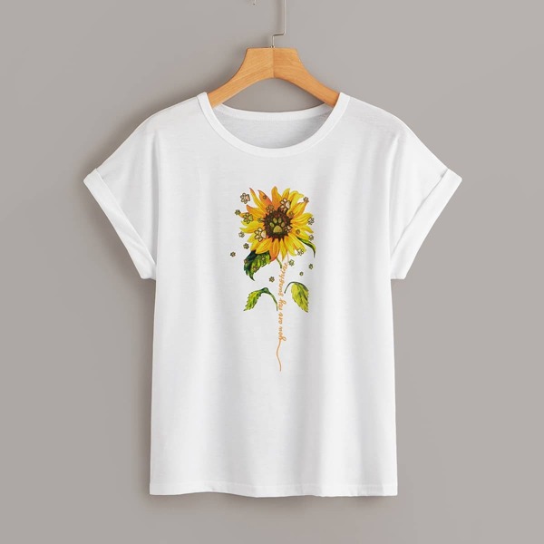 

Sunflower Print Roll Up Tee