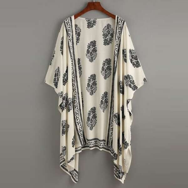 

Plus Tribal Print Open Front Kimono, Multicolor