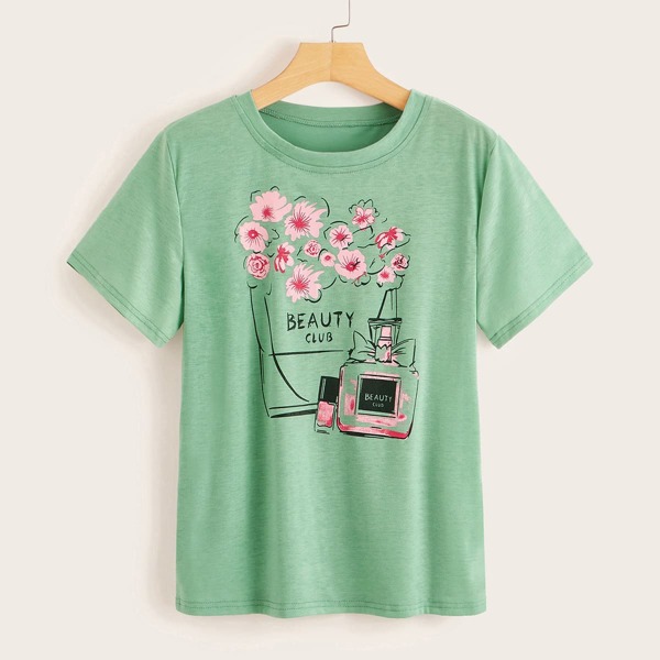 

Perfume And Floral Print Tee
