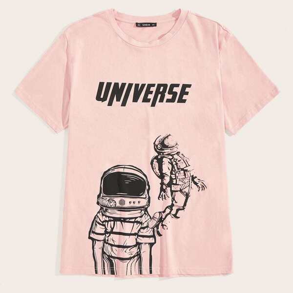 

Men Astronaut & Letter Print Top
