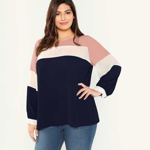 

Plus Cut-and-sew Round Neck Top