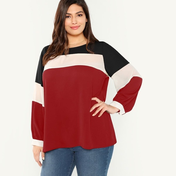 

Plus Cut-and-sew Round Neck Top
