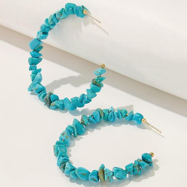 

Irregular Stone Decor Cuff Hoop Earrings 1pair, Green
