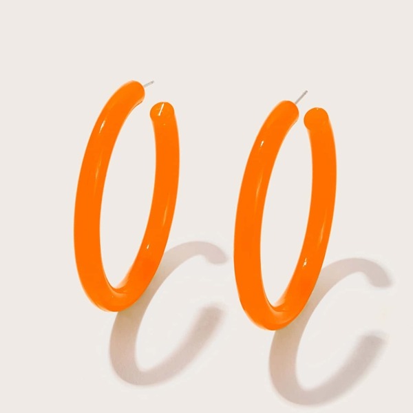 

Plain Cut Hoop Earrings 1pair, Orange