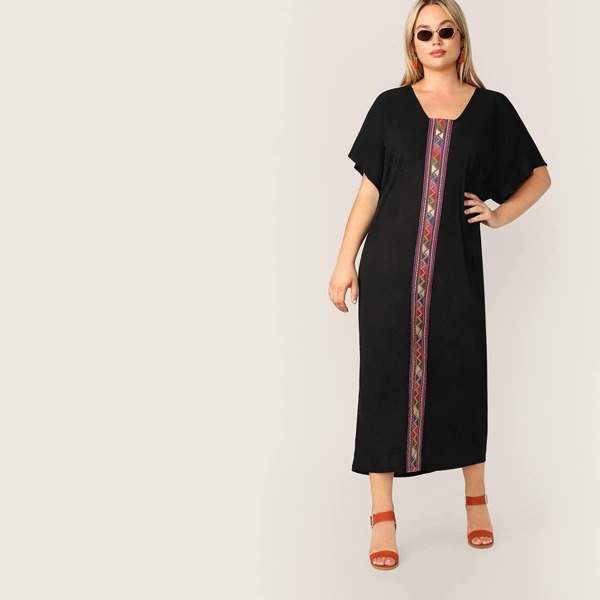 

Plus Aztec print Tape Tunic Dress