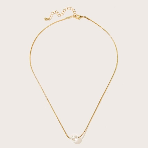 

Faux Pearl Pendant Necklace 1pc