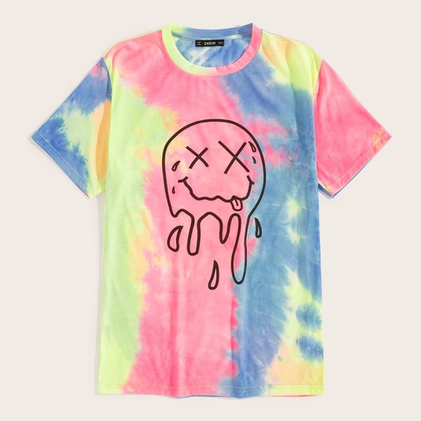 

Men Tie Dye Round Neck Tee, Multicolor
