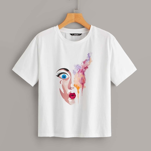 

Figure Print Short Sleeve Tee, White