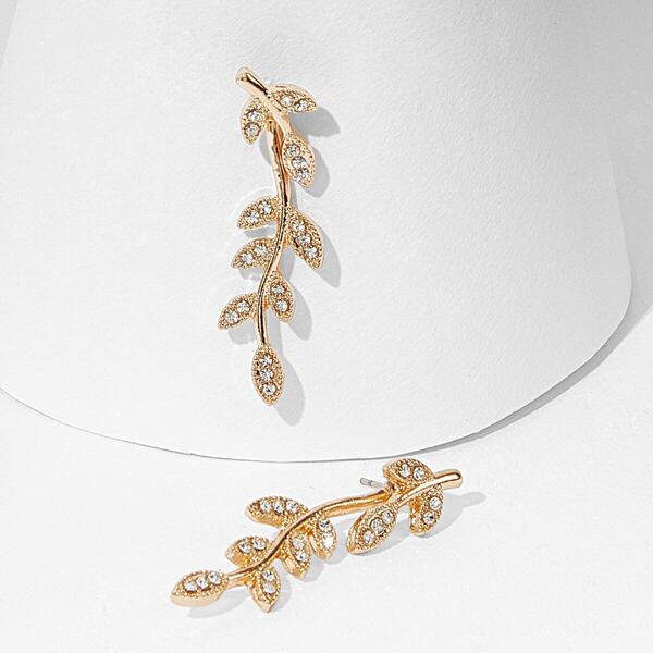 

Rhinestone Leaf Shaped Stud Earrings 1pair