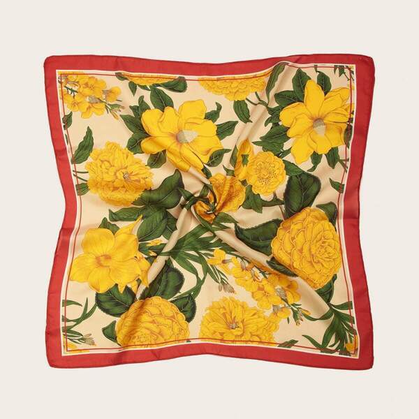 

Floral Contrast Trim Bandana, Multicolor