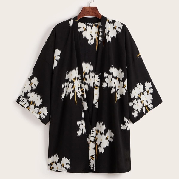 

Open Front Floral Print Kimono