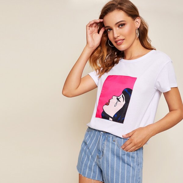 

Girl & Geo Print Tee
