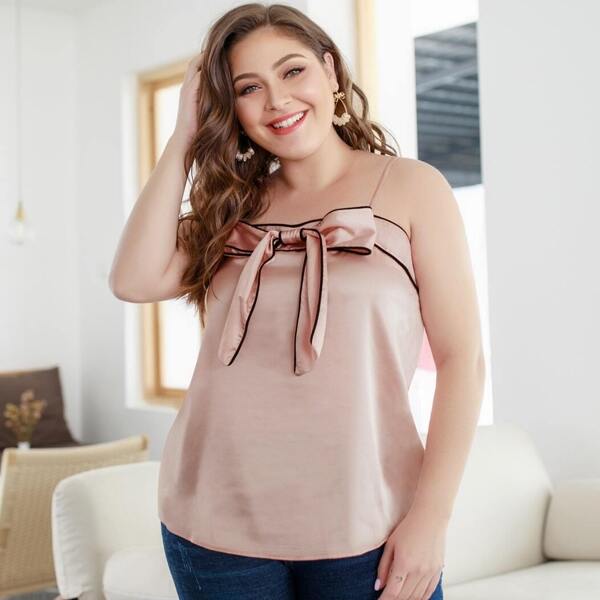 Plus Knot Front Cami Top
