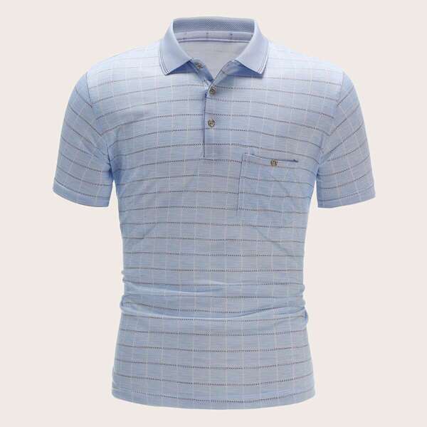 

Men Plaid Pocket Front Polo Shirt