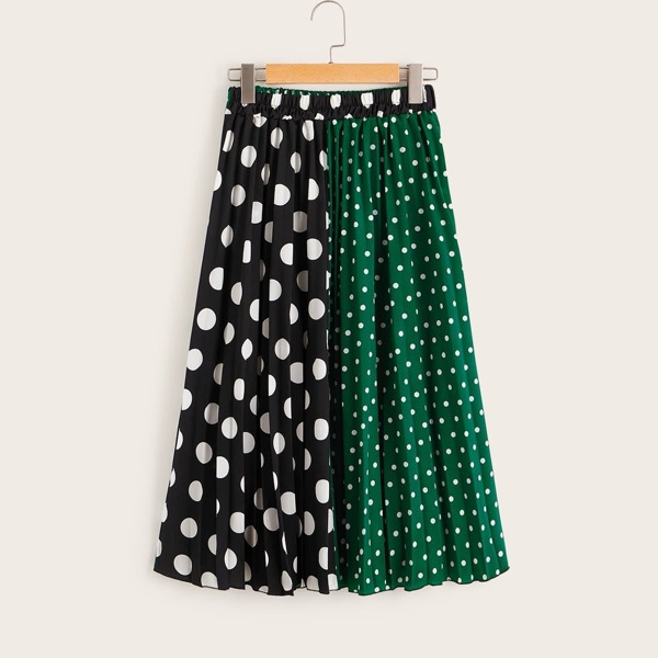 

Two Tone Polka Dot Skirt, Multicolor