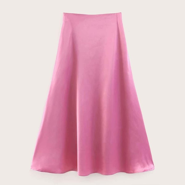 

Solid Flared Skirt, Pink