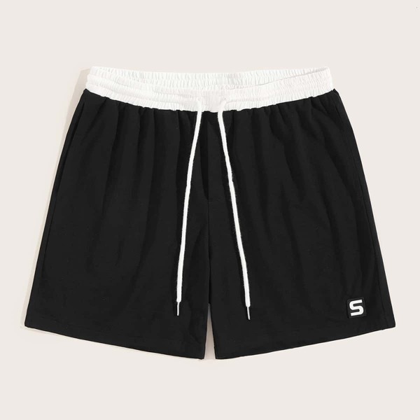 

Men Patched Contrast Drawstring Waist Shorts