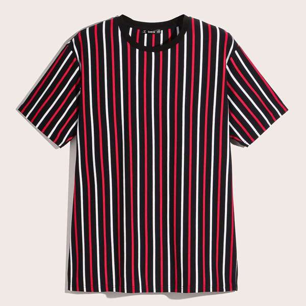 

Men Round Neck Striped Tee, Multicolor