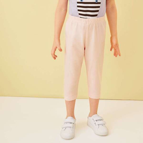 

Toddler Girls Elastic Waist Pants, Pink pastel