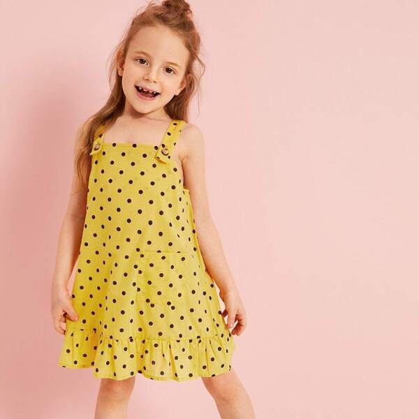 

Toddler Girls Flounce Hem Dress With Strap, Yellow