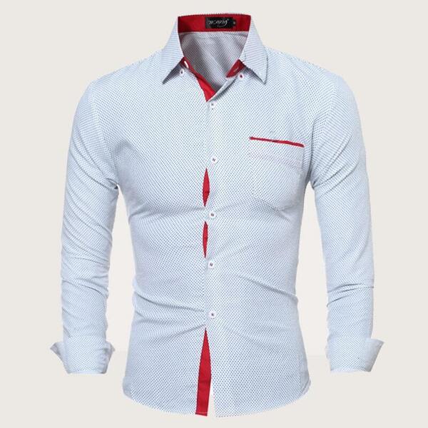 

Men Contrast Trim Skinny Shirt