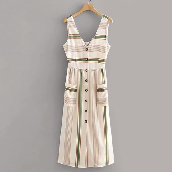 

Button Front Striped Tank Dress