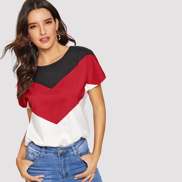 

Chevron Color-block Blouse