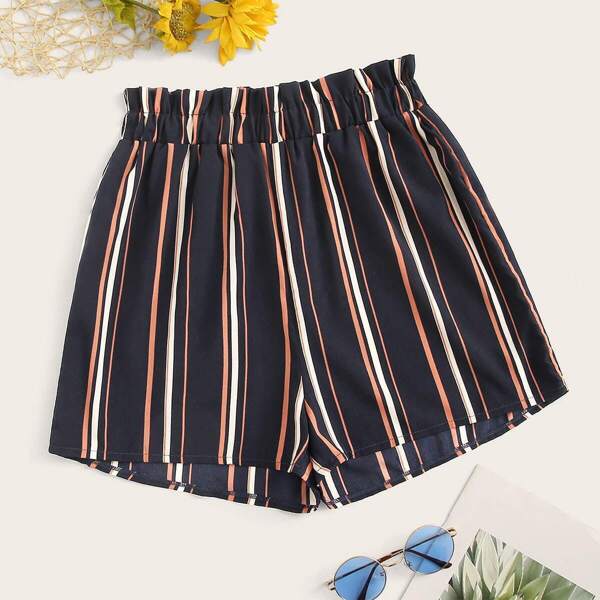 

Striped Elastic Waist Shorts