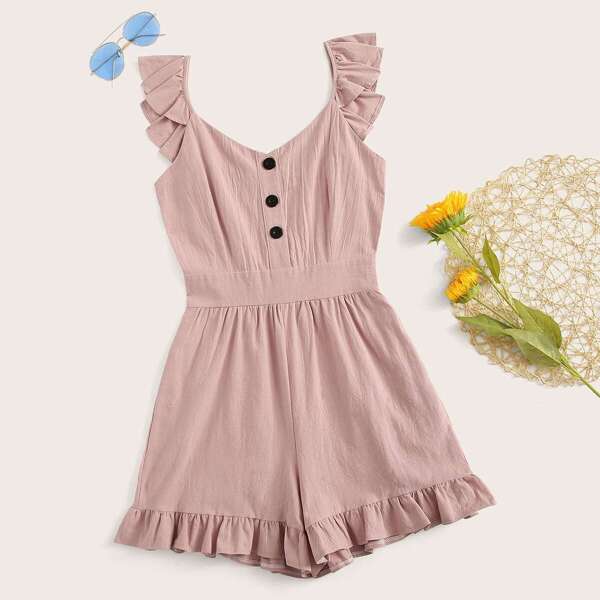 

Ruffle Hem Zip Back Romper