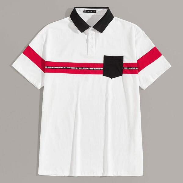

Men Pocket Patched Color Block Polo Shirt
