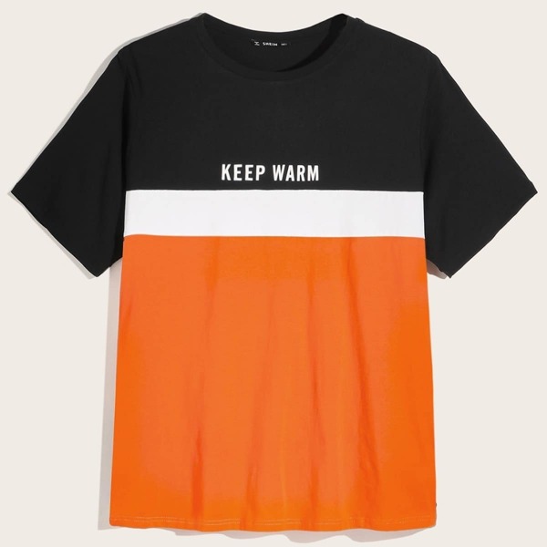 

Men Colorblock Letter Print Tee