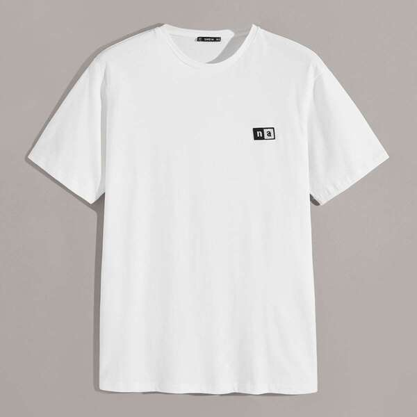 

Men Letter Embroidered Patched Tee