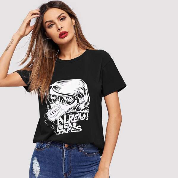 

Figure and Letter Print Top