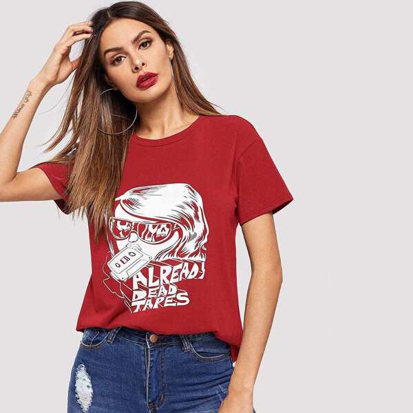 

Figure and Letter Print Top