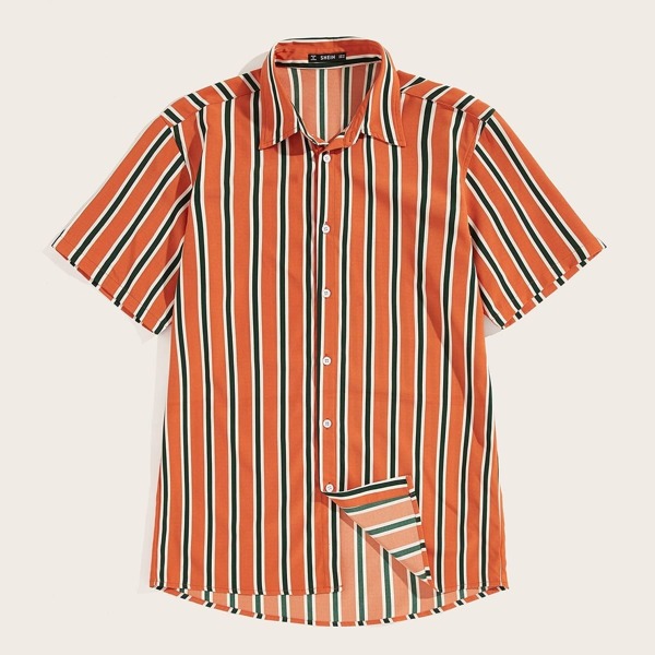 

Men Button Up Striped Shirt, Multicolor