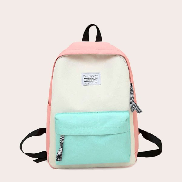 

Slogan Patch Detail Backpack, Multicolor
