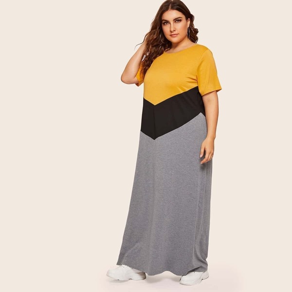 

Plus Cut And Sew Maxi Dress, Multicolor
