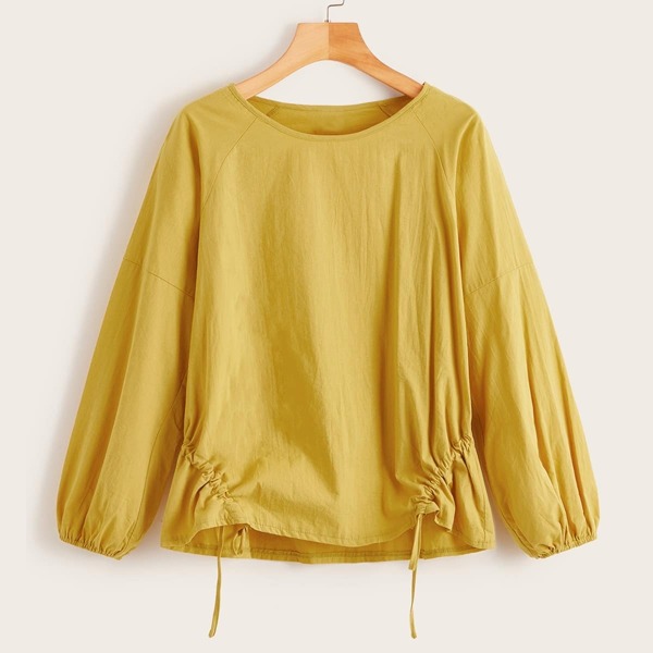 

Drawstring Trim Raglan Sleeve Blouse